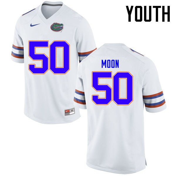 Florida Gators Youth #50 Jeremiah Moon College Football Jersey White